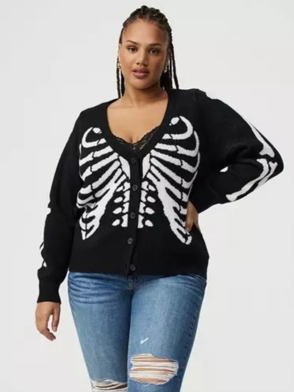Torrid Skeleton Front Button Cardigan
